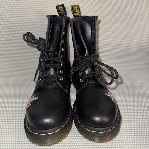 Dr. Martens 1460 Vonda II Floral Embroidered Black Leather Combat Boots Women 6 - Picture 2 of 8